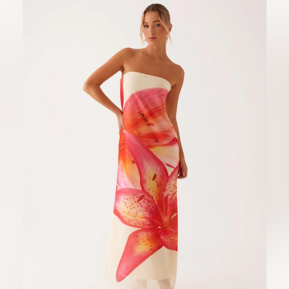Peppermayo Strapless Floral Maxi Dress